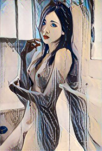 figure-1255 abstract portrait, nude leaning against a wall