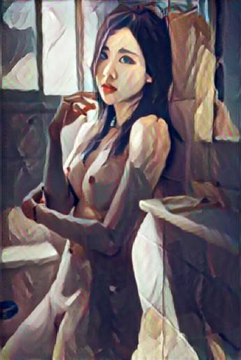 figure-1255 abstract portrait, nude leaning against a wall