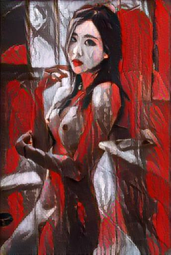 figure-1255 abstract portrait, nude leaning against a wall