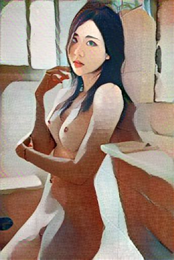 figure-1255 abstract portrait, nude leaning against a wall