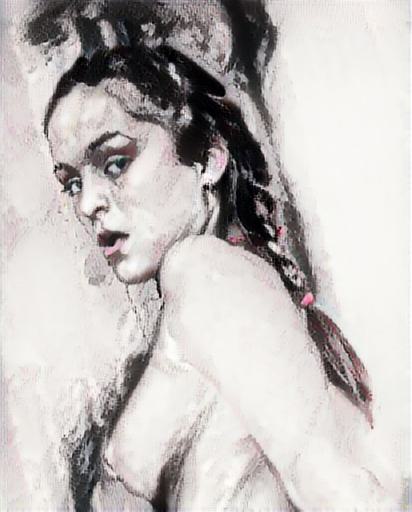 Fine art abstract impressionist nude figure bust