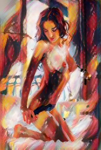 Fine art abstract impressionist nude figure