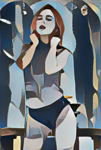 Fine art abstract impressionist nude figure, preparing for a night out.