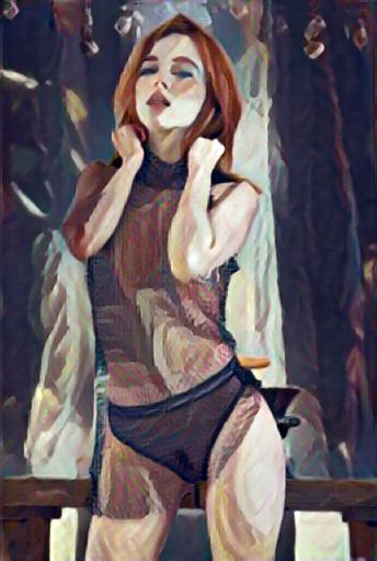 Fine art abstract impressionist nude figure, preparing for a night out.