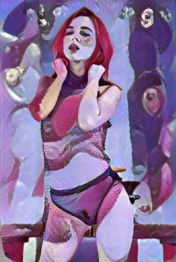 Fine art abstract impressionist nude figure, preparing for a night out.