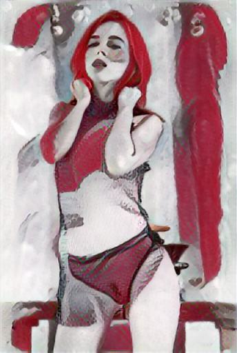 Fine art abstract impressionist nude figure, preparing for a night out.