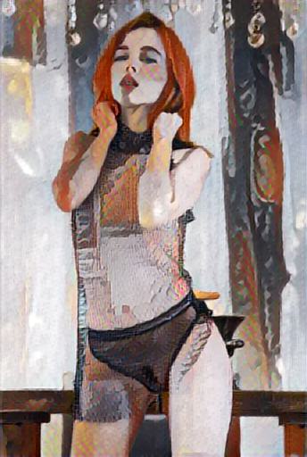Fine art abstract impressionist nude figure, preparing for a night out.