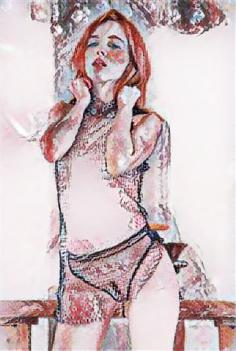 Fine art abstract impressionist nude figure, preparing for a night out.