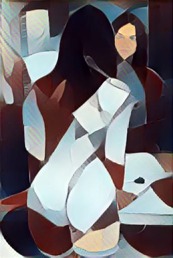 Fine art abstract impressionist nude figure facing a mirror