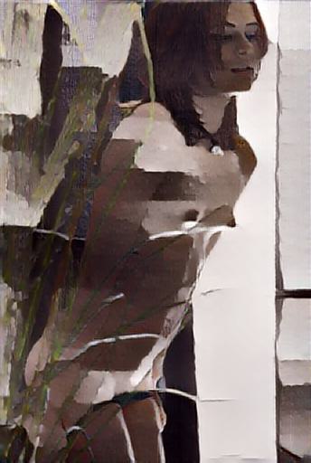 abstract impressionist figure -- emerging from the garden