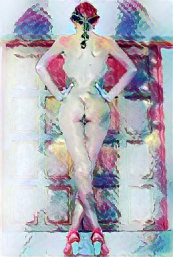 abstract impressionist nude: woman at a crossroads